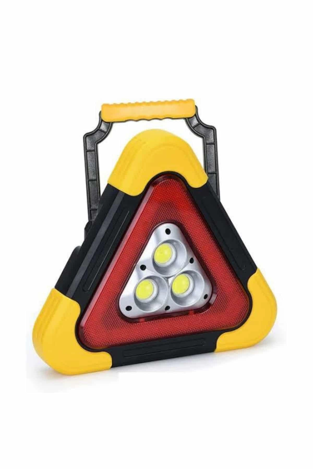 Reflektör Güneş Panelli Solarlı Şarjlı Üçgen Işıklı Trafik Reflektör Fener ( Lisinya )