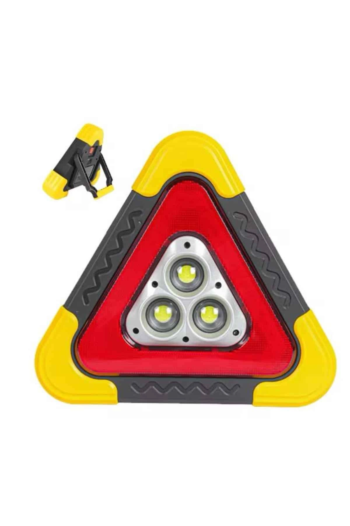 Reflektör Güneş Panelli Solarlı Şarjlı Üçgen Işıklı Trafik Reflektör Fener ( Lisinya )