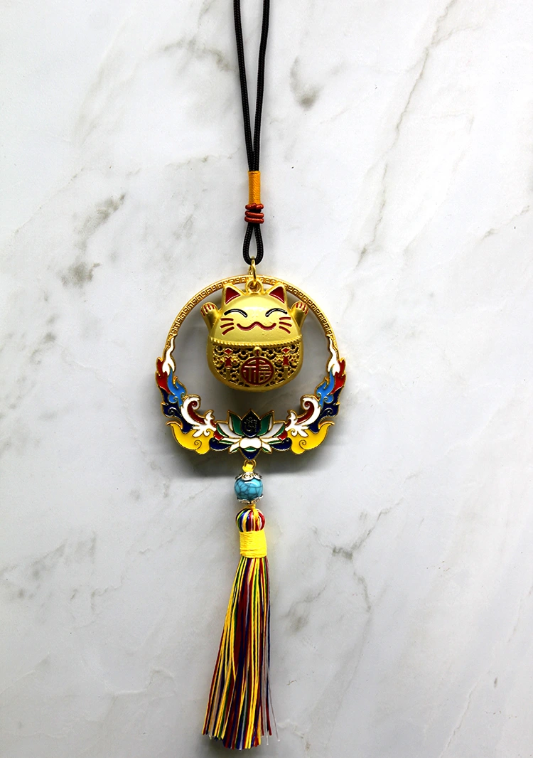 Renkli Püsküllü Şans Kedisi Feng Shui Askılık ( Lisinya ) Renkli Püsküllü Şans Kedisi Feng Shui Askılık ( Lisinya )