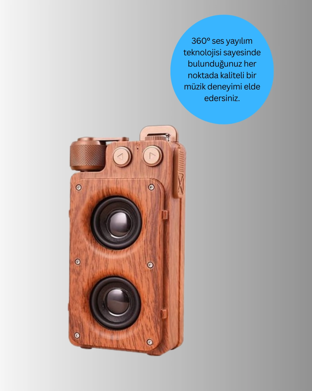 Retro Bluetooth Hoparlör Ahşap Görünümlü 5w Çift Stereo Ses ( Lisinya )
