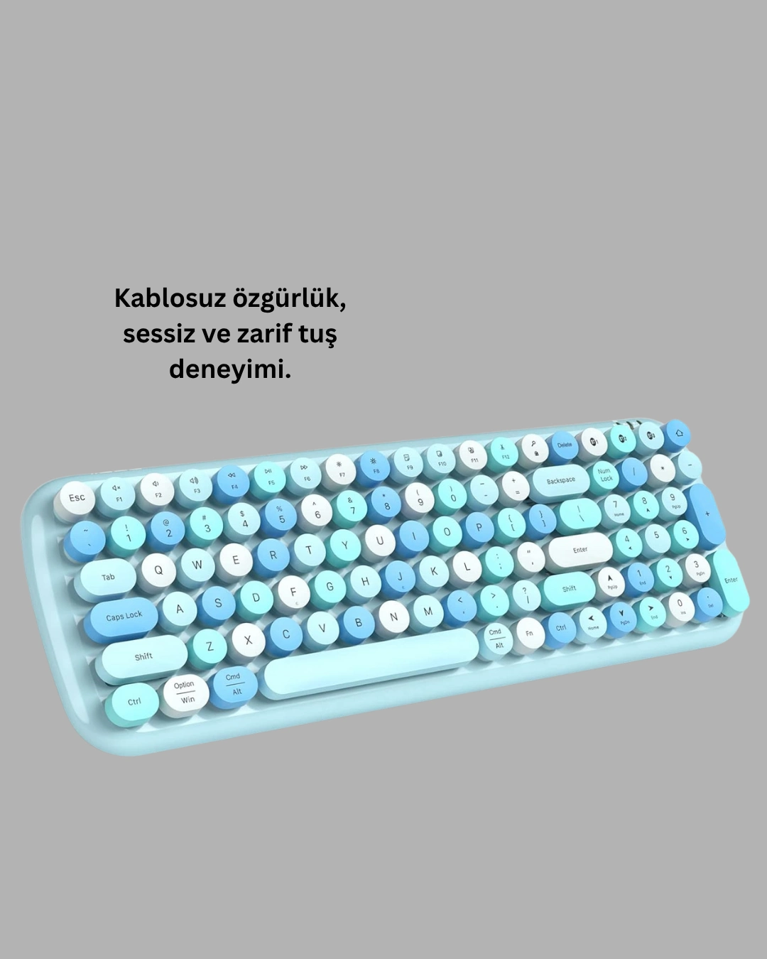 Retro Daktilo Stilli Kablosuz Klavye Mouse Seti – Sessiz Ve Şık ( Lisinya )