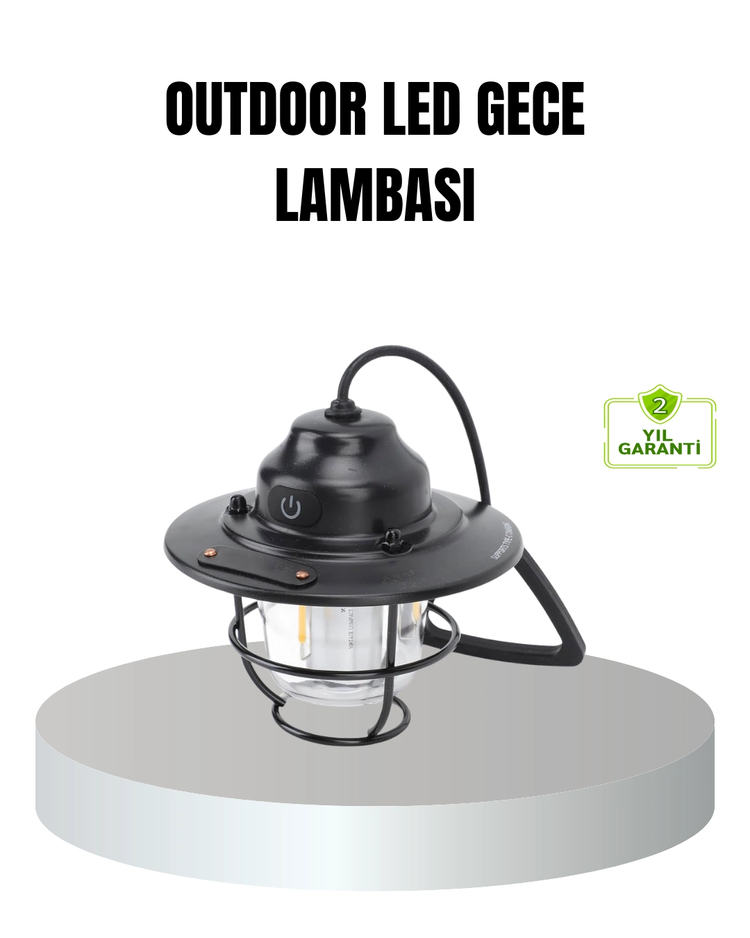 Retro Kamp Lambası Su Geçirmez Taşınabilir Gece Işığı Uzun Pil Ömürlü ( Lisinya )