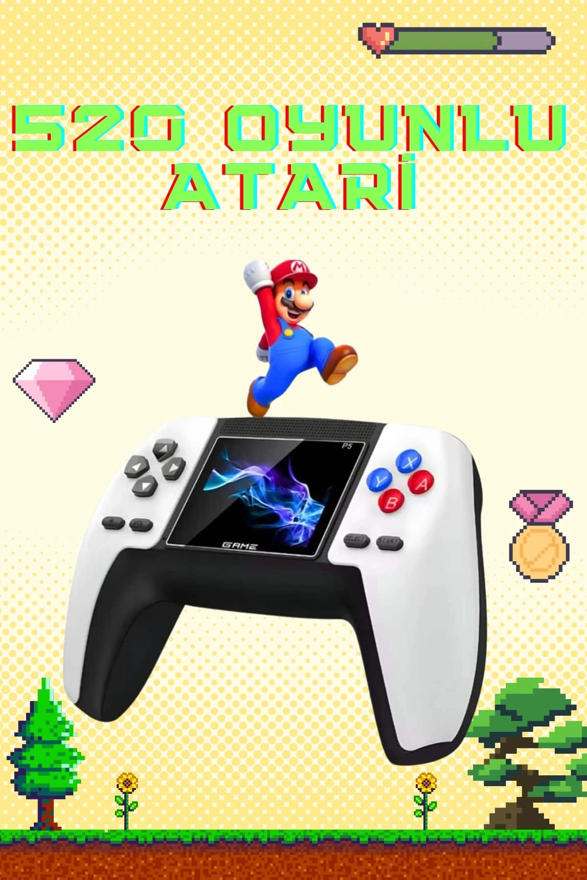 Retro Konsol P5 Uyumlu Taşınabilir 520 Oyunlu Kablosuz Game Stick ( Lisinya )