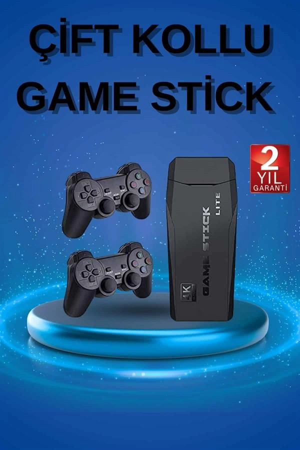 Retro Oyunlar 4k Game Stick 2.4g Kablosuz Çift Kol 3500 Oyun Atari ( Lisinya )