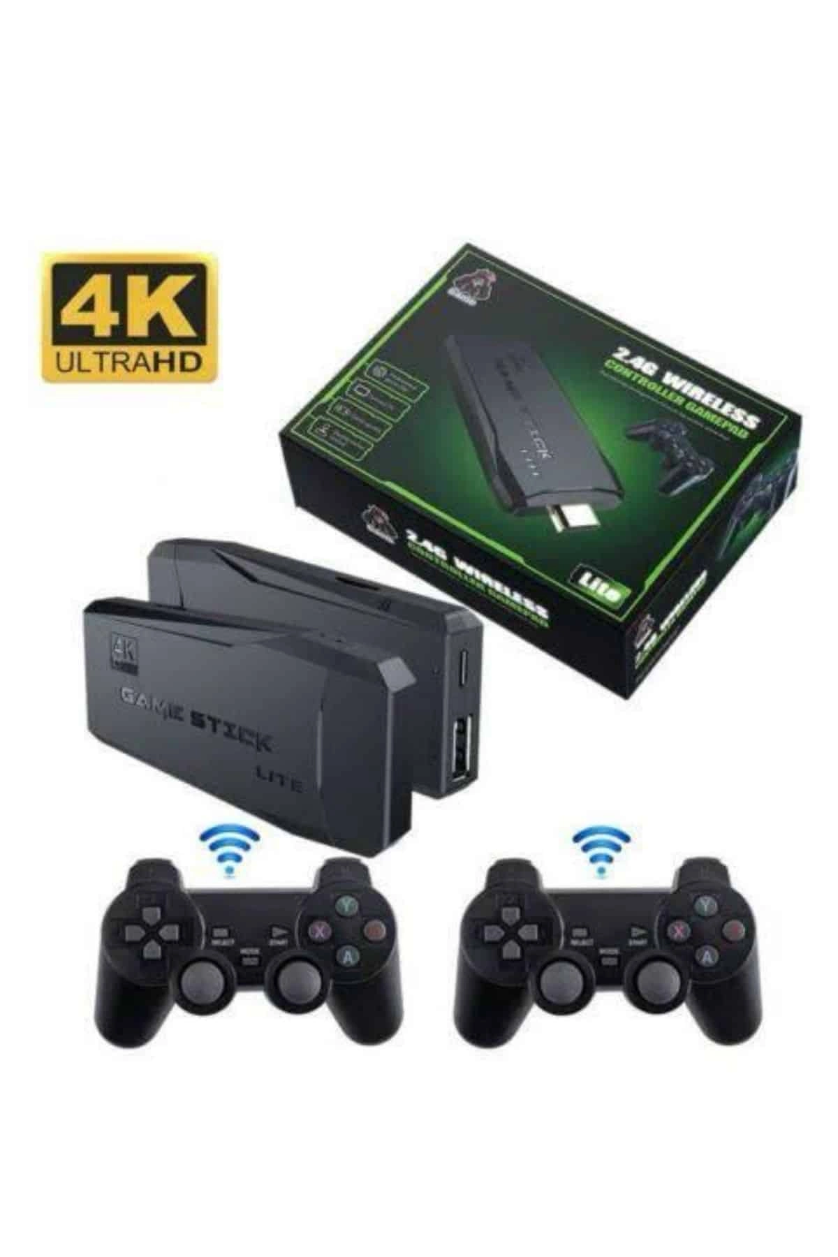 Retro Oyunlar 4k Game Stick 2.4g Kablosuz Çift Kol 3500 Oyun Atari ( Lisinya )