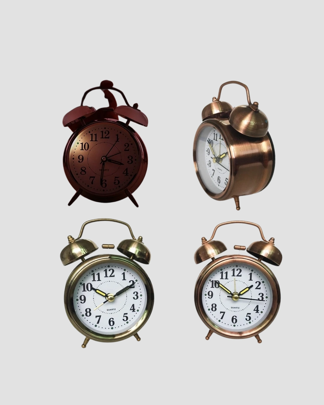 Retro Tarz Bronz Dekoratif Masa Saati Metal Gövde Yüksek Sesli Alarm ( Lisinya )