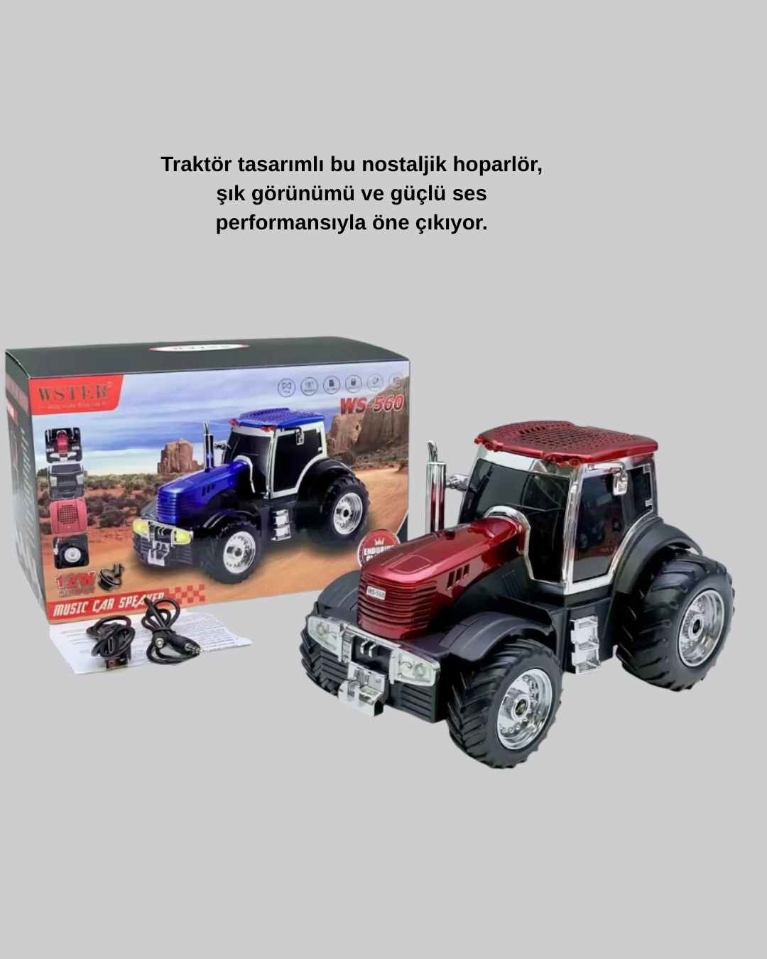 Retro Traktör Tasarımlı Kablosuz Hoparlör Usb Tf Aux Fm Destekli ( Lisinya ) Retro Traktör Tasarımlı Kablosuz Hoparlör Usb Tf Aux Fm Destekli ( Lisinya )