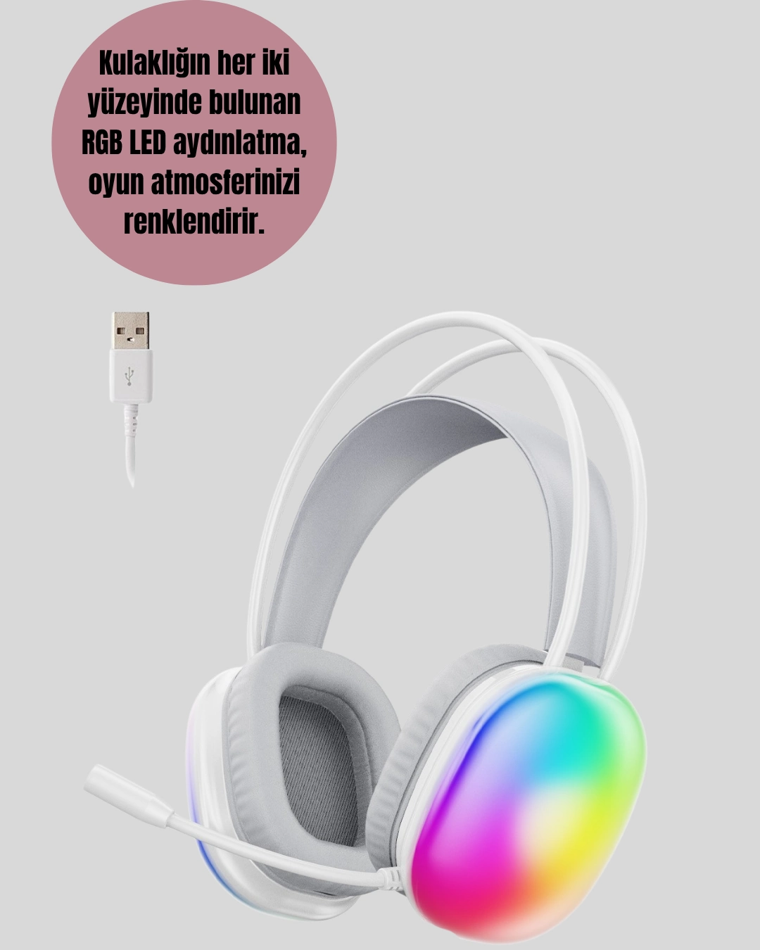 Rgb Aydınlatmalı Kablosuz Bluetooth  Kulaklığı ( Lisinya )