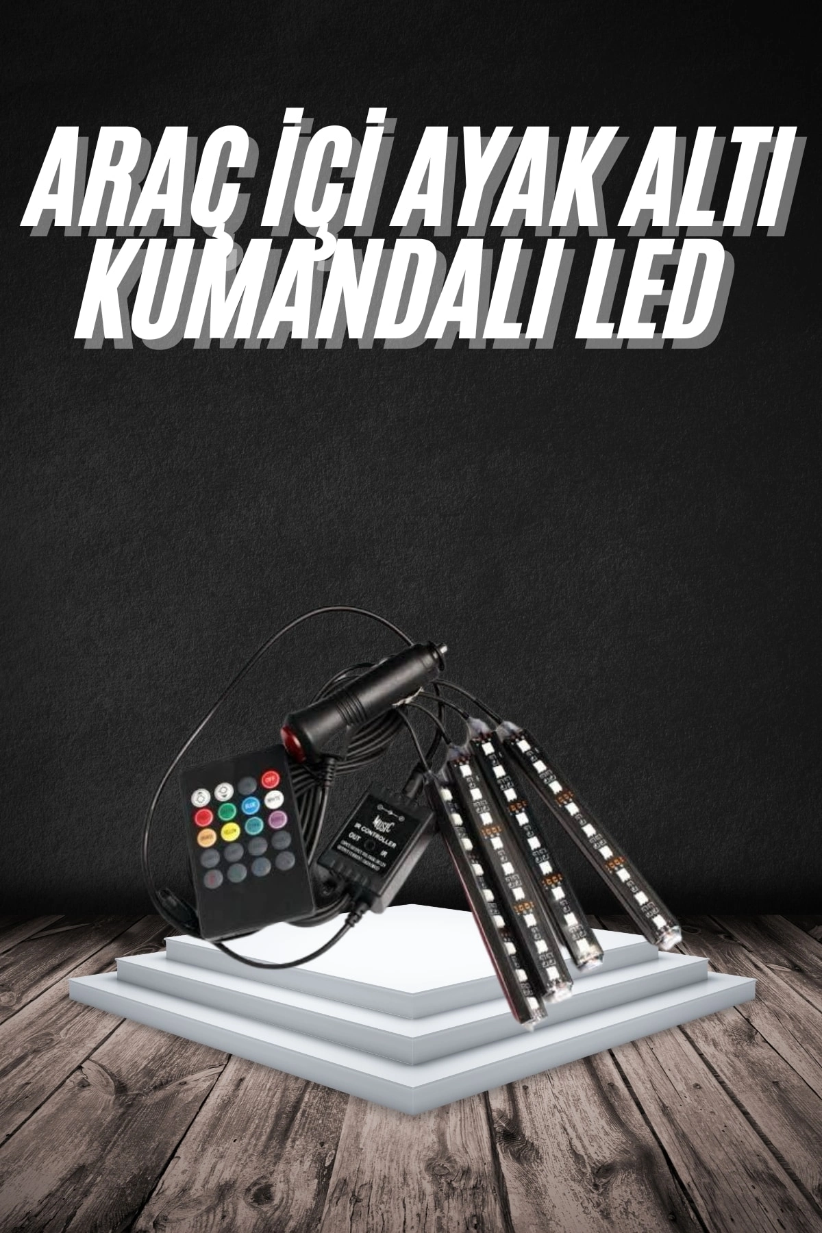 Rgb Işıklı Araç İçi Aydınlatma Kumandalı 12'li Led Işık Renk Değiştirebilen ( Lisinya )