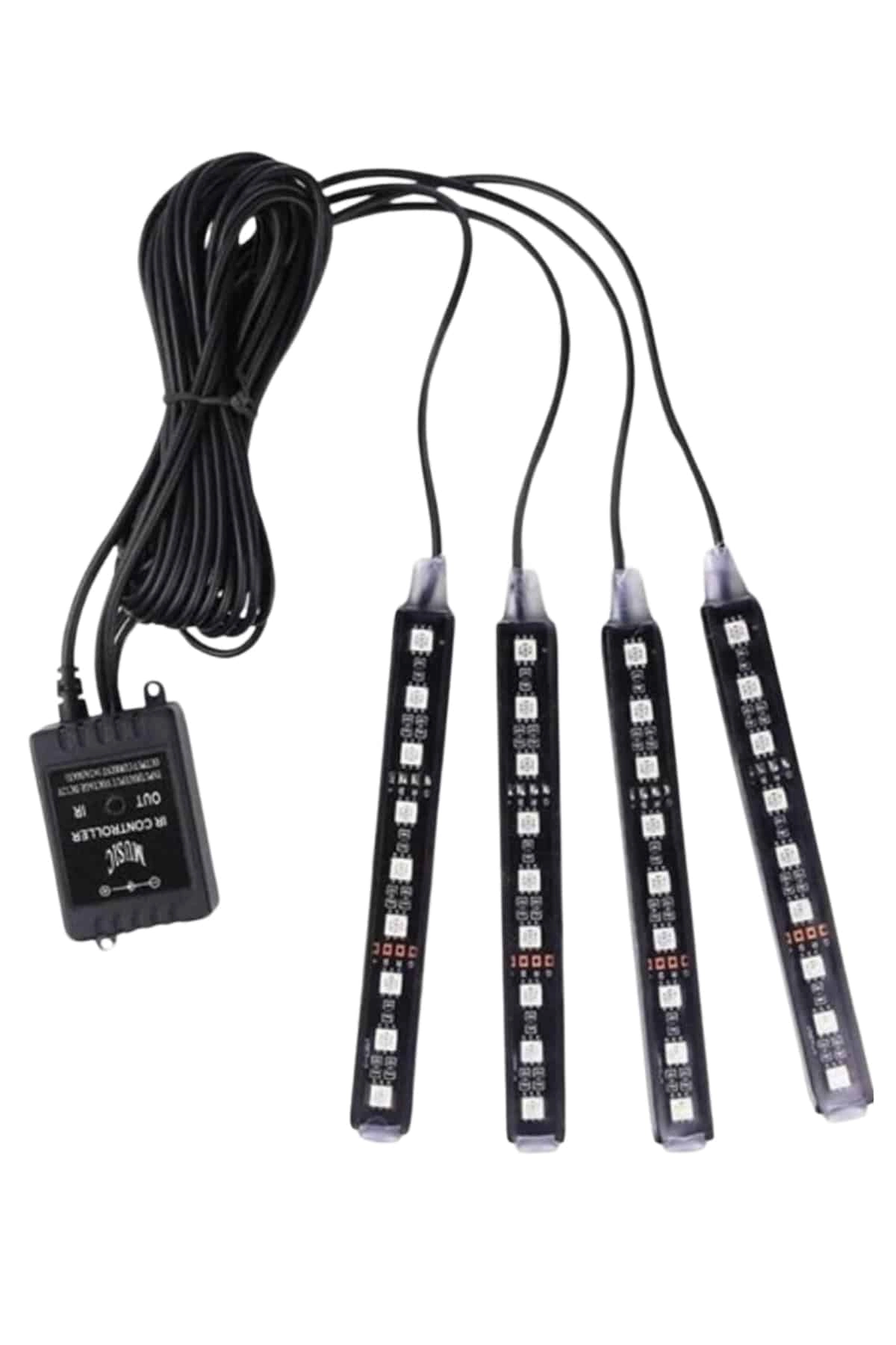 Rgb Işıklı Araç İçi Aydınlatma Kumandalı 12'li Led Işık Renk Değiştirebilen ( Lisinya )