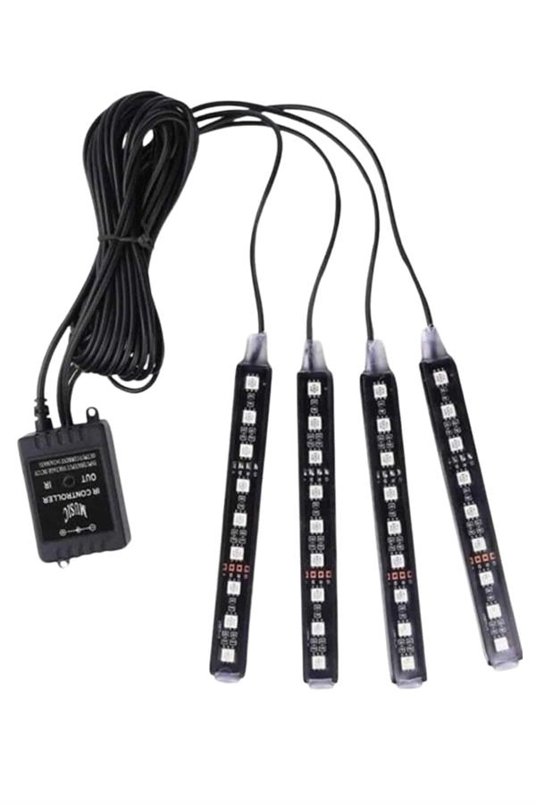 Rgb Işıklı Araç İçi Aydınlatma Kumandalı 12'li Led Işık Renk Değiştirebilen ( Lisinya )