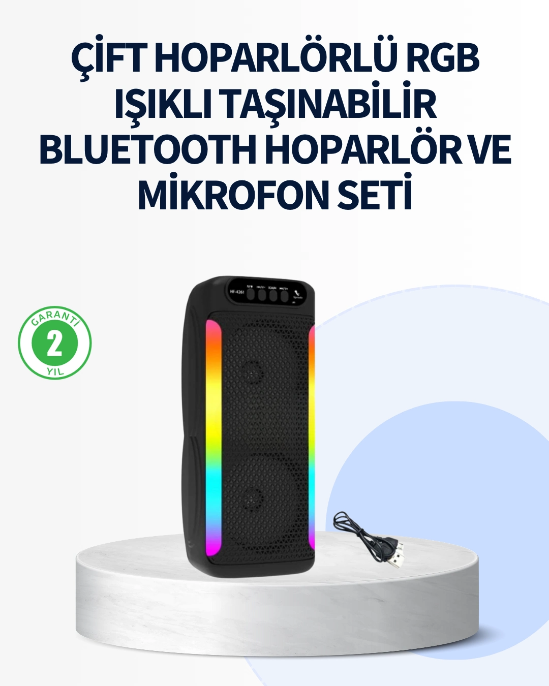 Rgb Işıklı Çift Hoparlörlü Taşınabilir Bluetooth Speaker Ve Mikrofon ( Lisinya ) Rgb Işıklı Çift Hoparlörlü Taşınabilir Bluetooth Speaker Ve Mikrofon ( Lisinya )