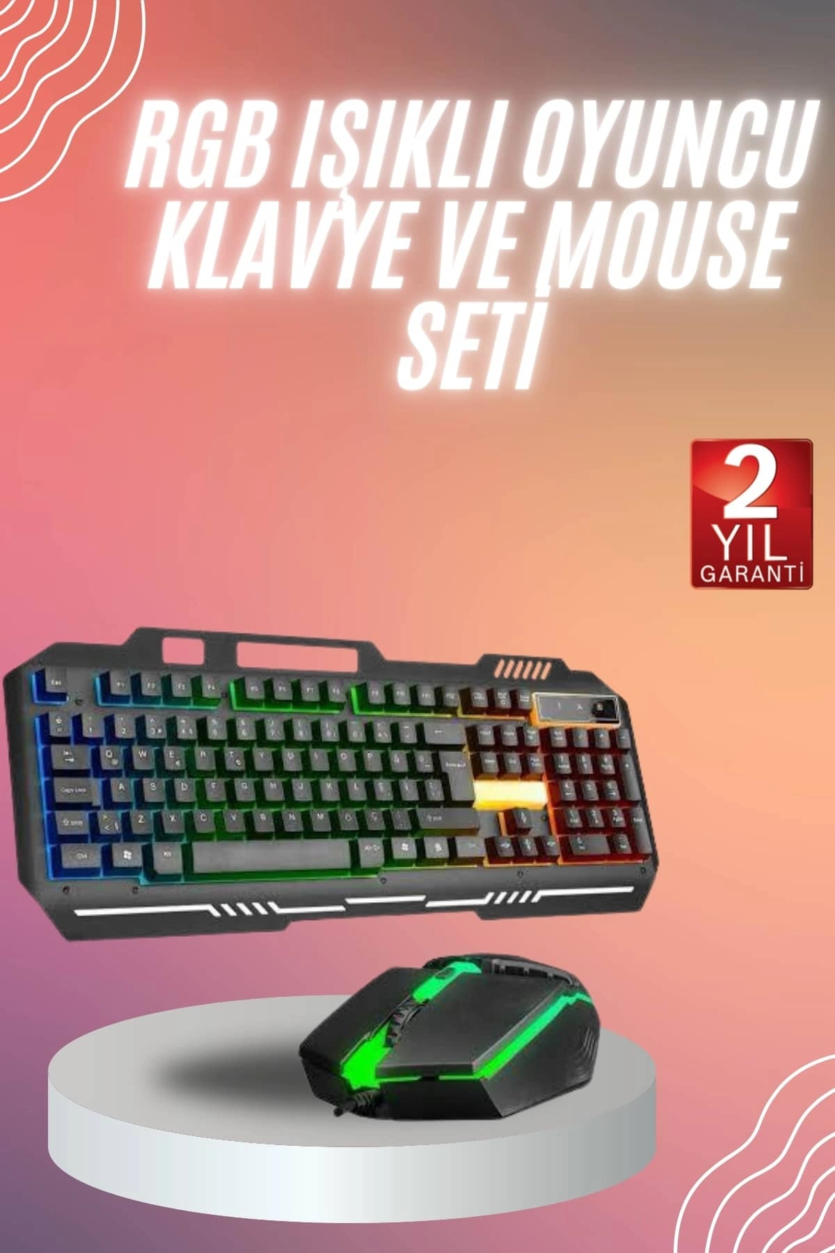 Rgb Işıklı   Klavye Q Klavye Mouse Hediyeli ( Lisinya )