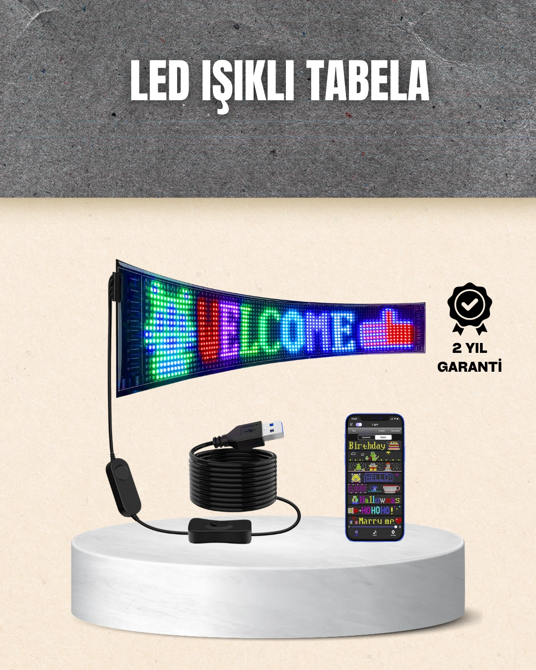 Rgb Kayar Yazılı Led Reklam Ekranı – Usb Bağlantılı Esnek Tasarım ( Lisinya ) Rgb Kayar Yazılı Led Reklam Ekranı – Usb Bağlantılı Esnek Tasarım ( Lisinya )