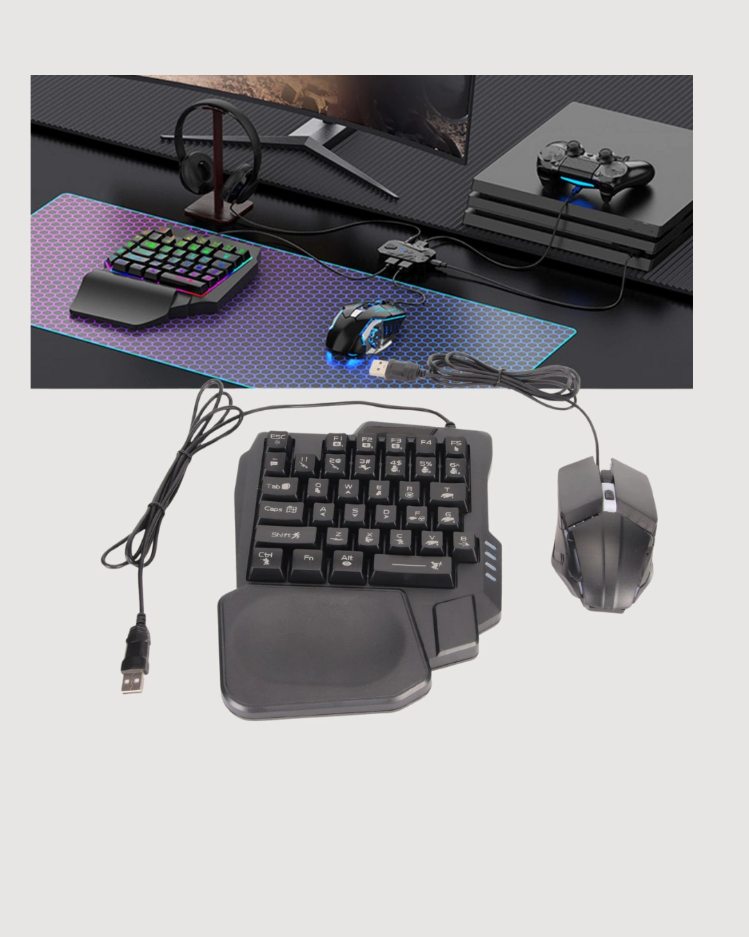 Rgb Klavye + Mouse + Dönüştürücü Seti – Mobil Oyunlarda Üstün Kontrol ( Lisinya )