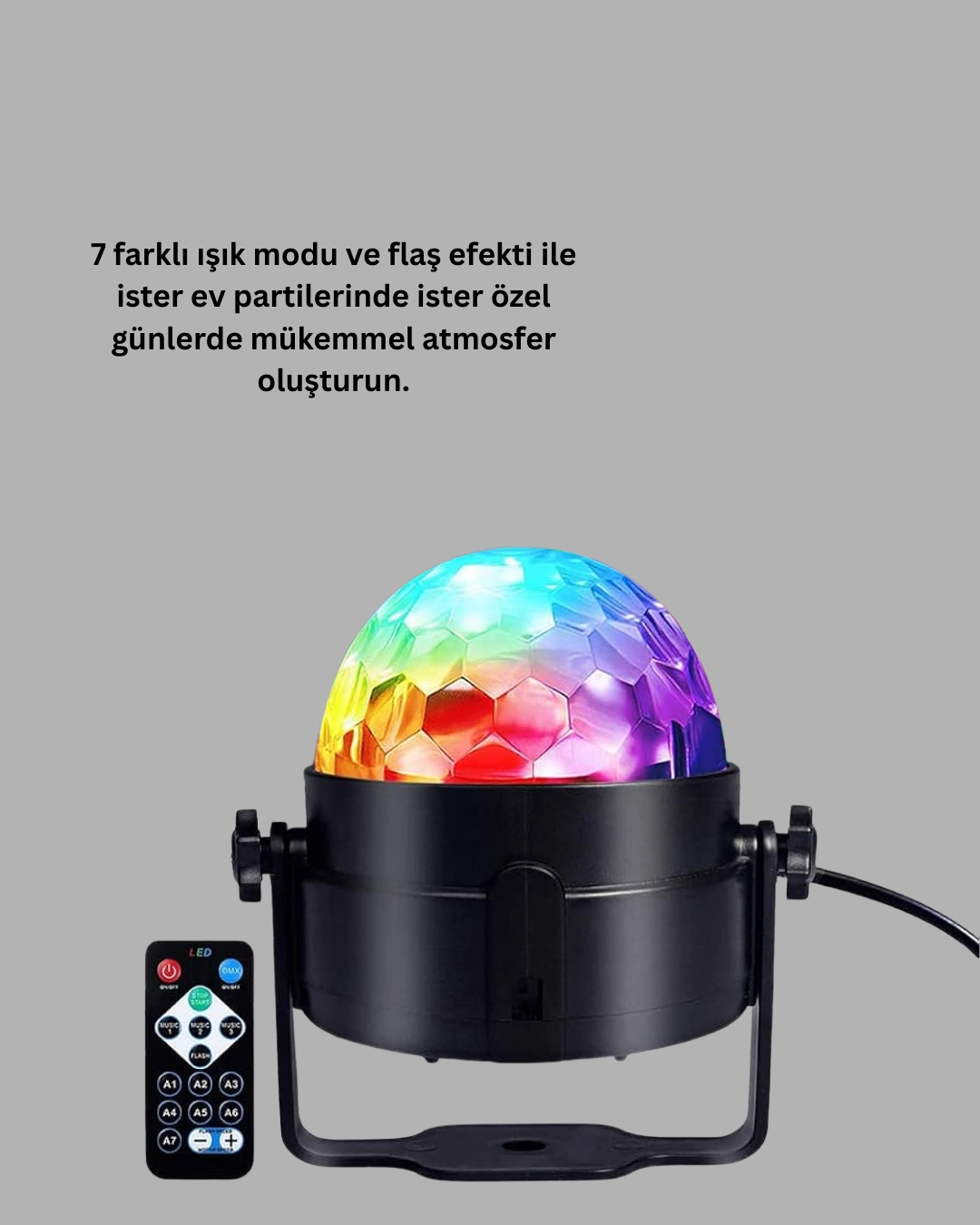 Rgb Led Disko Küresi 7 Modlu Uzaktan Kumandalı ( Lisinya )