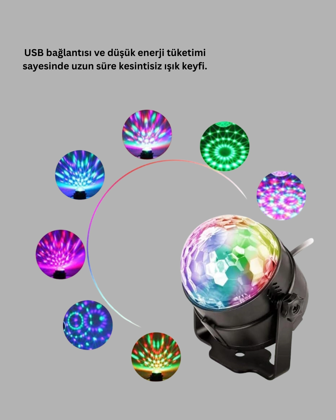 Rgb Led Disko Küresi 7 Modlu Uzaktan Kumandalı ( Lisinya )