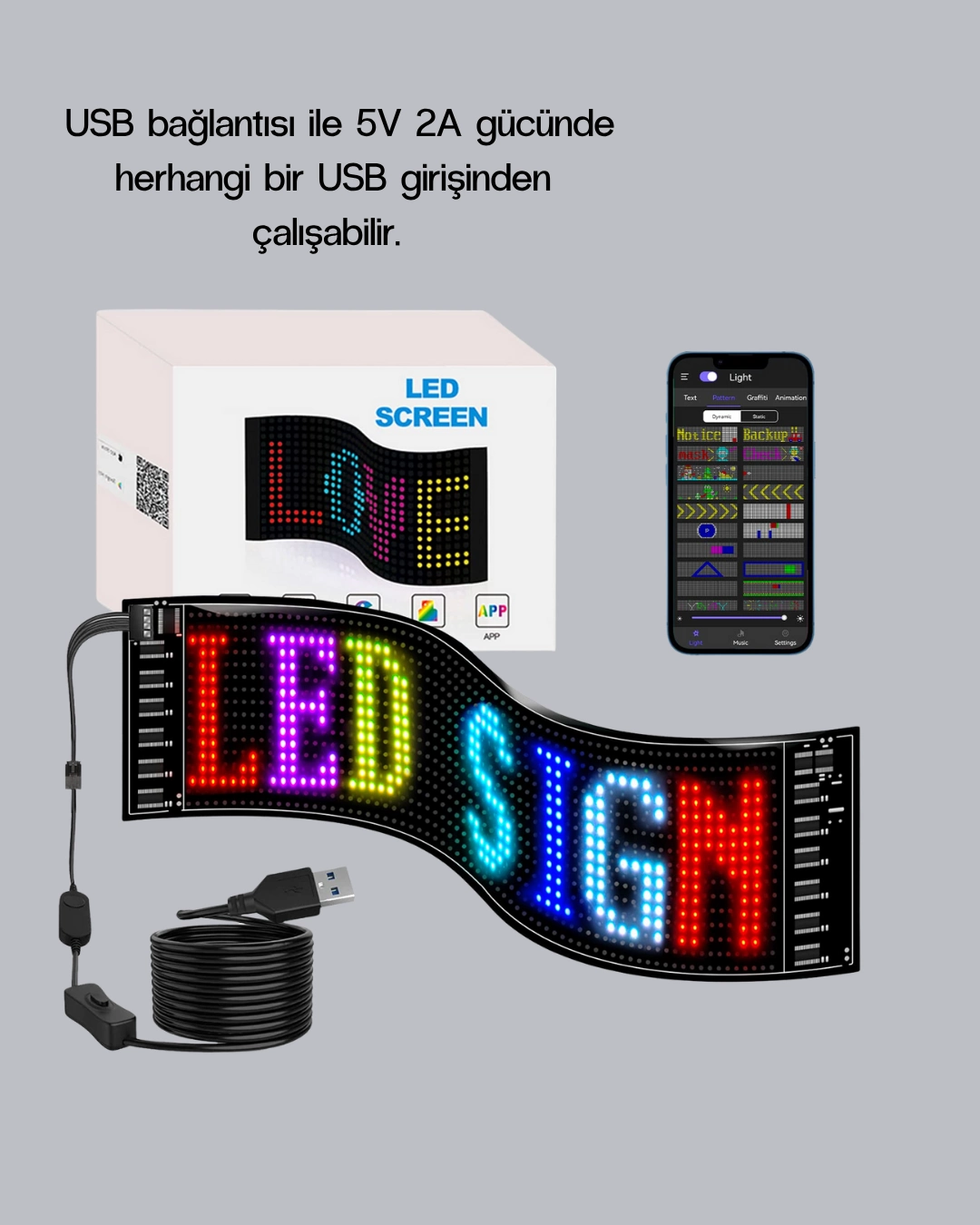 Rgb Led Panel – Çok Renkli, Kumandalı, Usb Bağlantılı Yazı Ve Gıf Gösterimli Akıllı Lamba ( Lisinya )