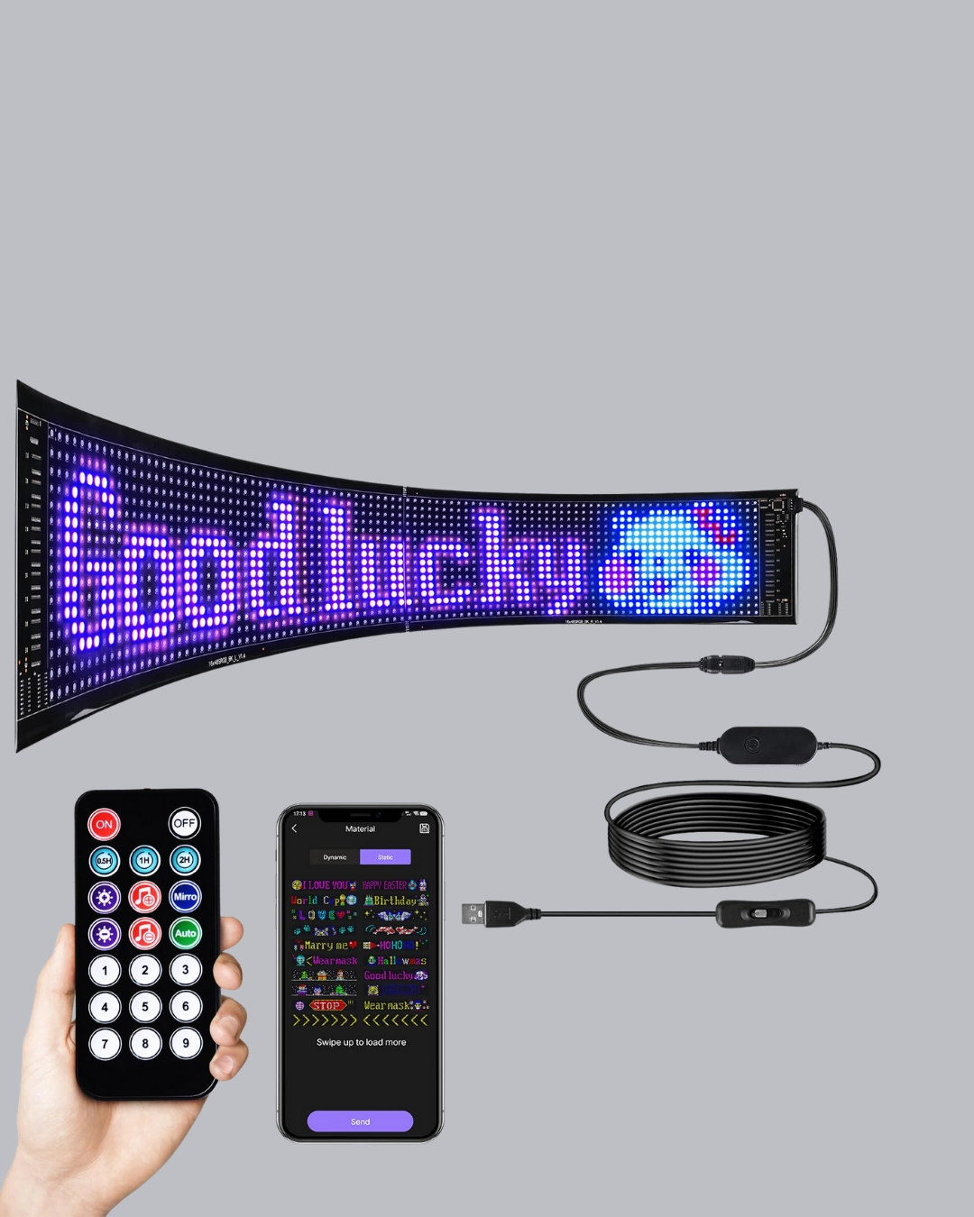 Rgb Led Panel – Usb Güç Girişli, Gıf Ve Yazı Gösterimli Akıllı Ekran ( Lisinya )