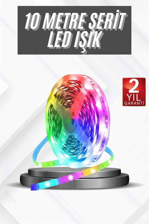 Rgb Şerit Led 10 Metre Led Işık Kumanda İle Kontrol Rgb ( Lisinya )