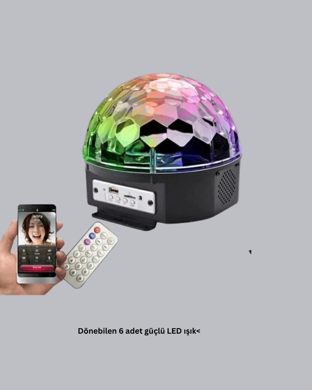 Ritim Hassasiyetli Bluetooth Hoparlörlü Disko Işığı Döner Led Efektli ( Lisinya )