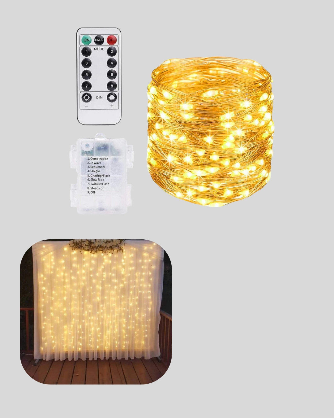 Romantik Ambiyans İçin Uzaktan Kumandalı Günışığı Peri Led ( Lisinya )