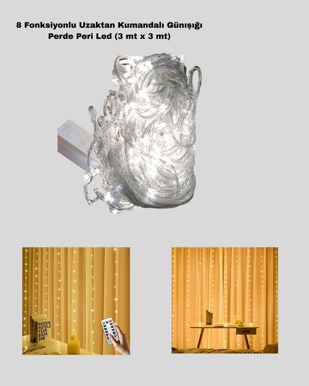 Romantik Ambiyans İçin Uzaktan Kumandalı Günışığı Peri Led ( Lisinya )