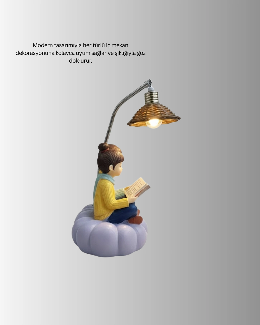 Romantik Çift Temalı Dekoratif Masa Lambası Yumuşak Led Işık ( Lisinya )