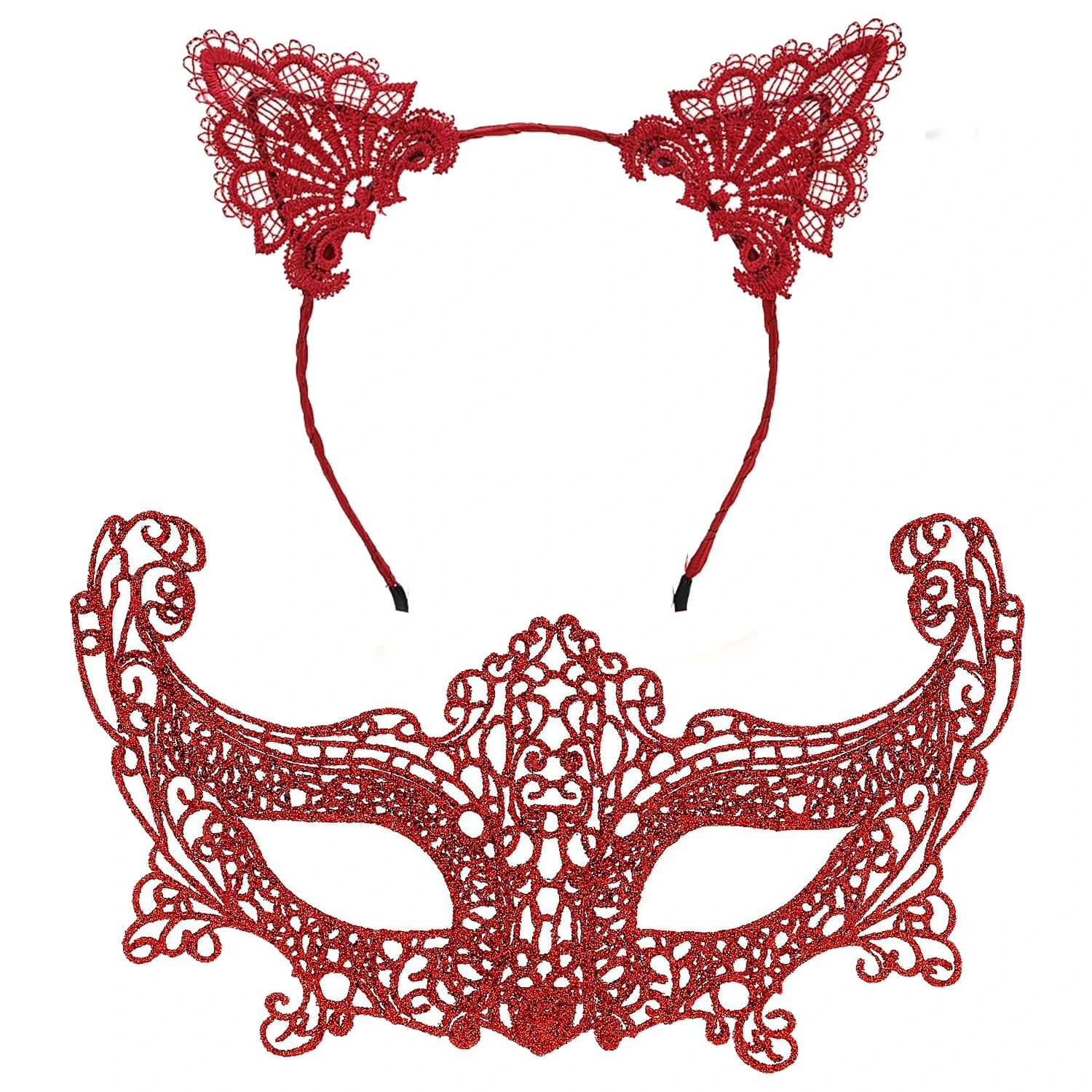 Romantik Kırmızı Dantel Maske Seti – Kedi Kulaklı Taç Ve Maske No 3 ( Lisinya ) Romantik Kırmızı Dantel Maske Seti – Kedi Kulaklı Taç Ve Maske No 3 ( Lisinya )