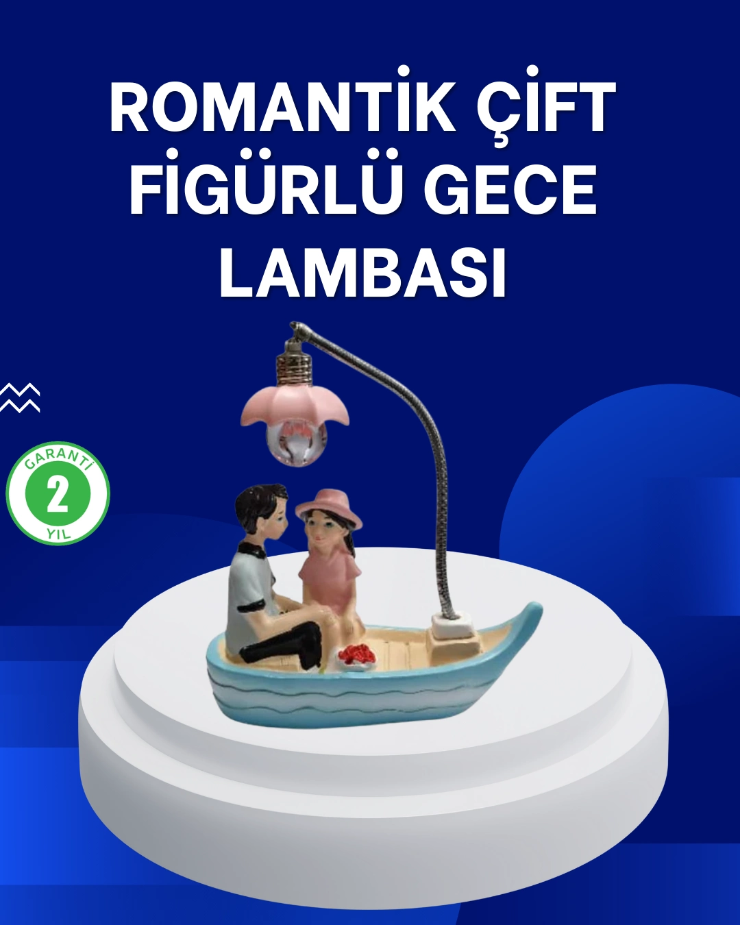 Romantik Sandal Üzerinde Çift Figürü Led Gece Lambası Masa Dekoru ( Lisinya )