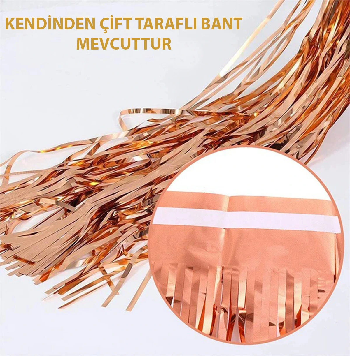 Rose Gold Püsküllü Kapı Perdesi ( Lisinya ) Rose Gold Püsküllü Kapı Perdesi ( Lisinya )