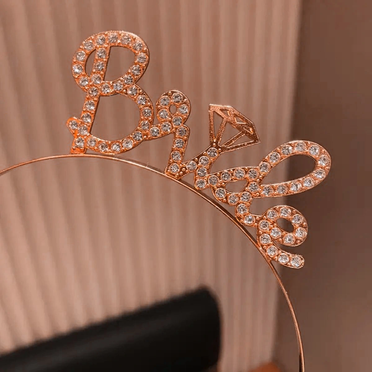 Rose Gold Renkli Taşlı “bride” Gelin Tacı ( Lisinya )