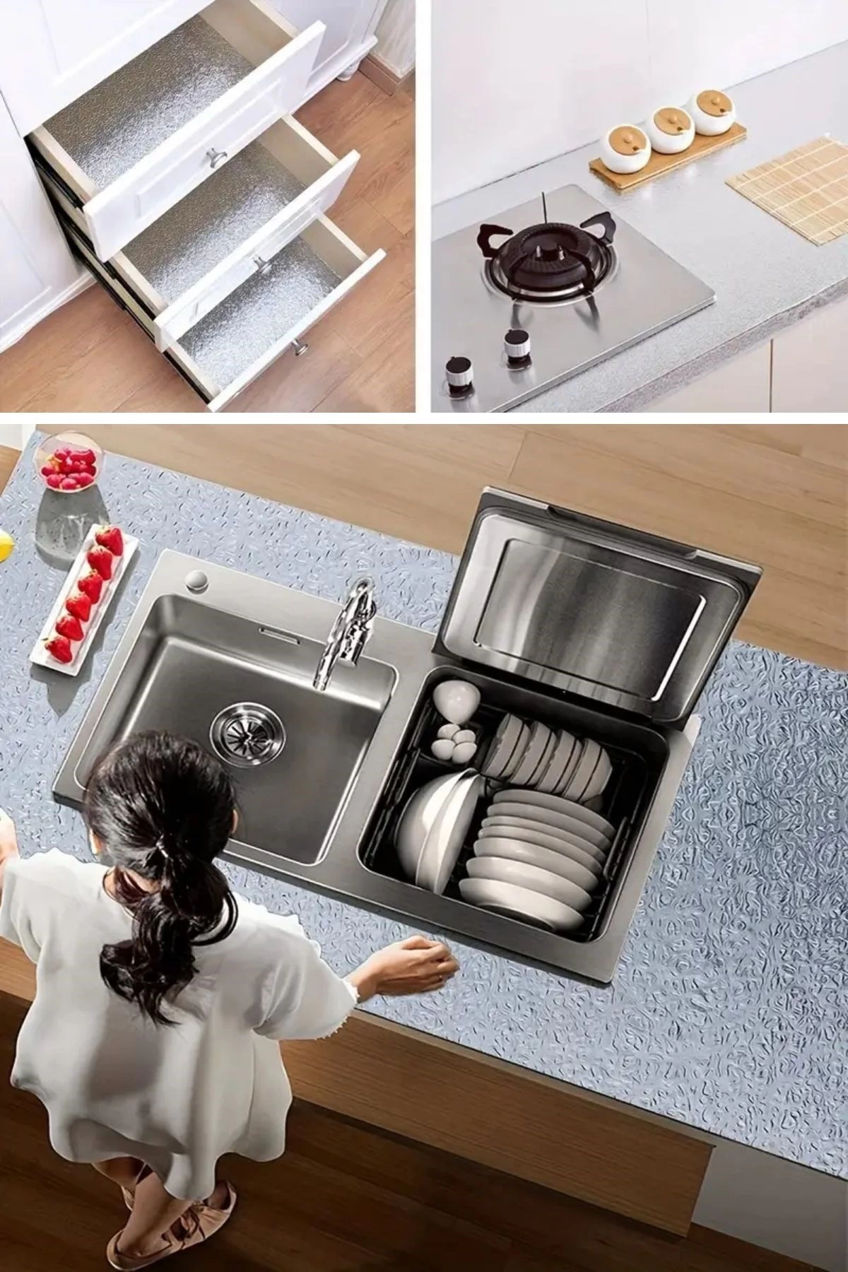 Rulo Gümüş Alüminyum Folyo Duvar Kağıdı, Kendinden Yapışkanlı Raf İçi, Su Geçirmez Folyo 2 Mt X 60 Cm ( Lisinya ) Rulo Gümüş Alüminyum Folyo Duvar Kağıdı, Kendinden Yapışkanlı Raf İçi, Su Geçirmez Folyo 2 Mt X 60 Cm ( Lisinya )