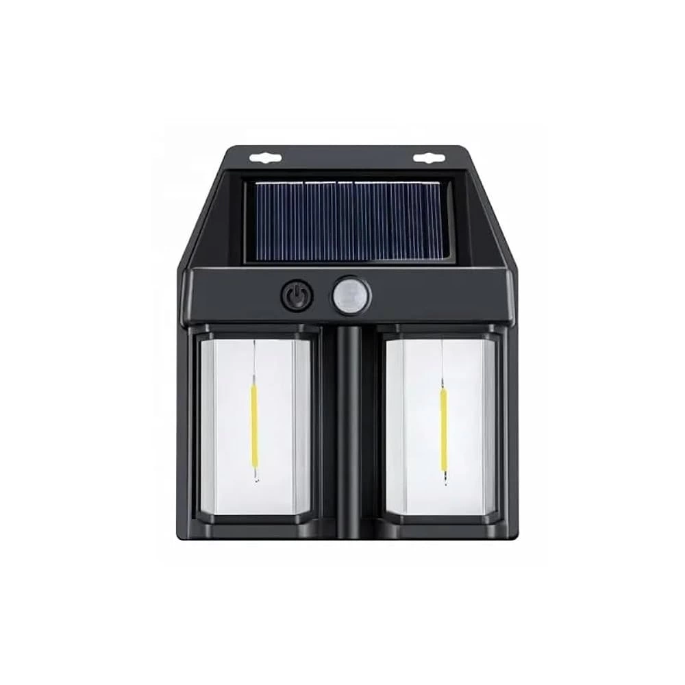 Rustik Ampul İkili Solar Duvar Aplik Güneş Enerjili Hareket Sensörlü ( Lisinya )