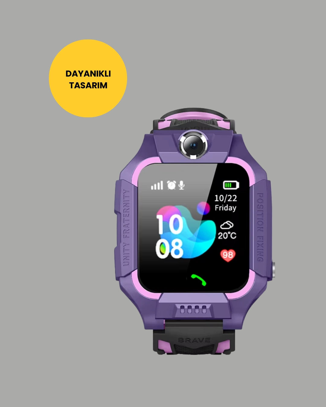 S10 Akıllı Çocuk Saati Mor Tasarım Adımsayar Ve Alarm Fonksiyonlu ( Lisinya )