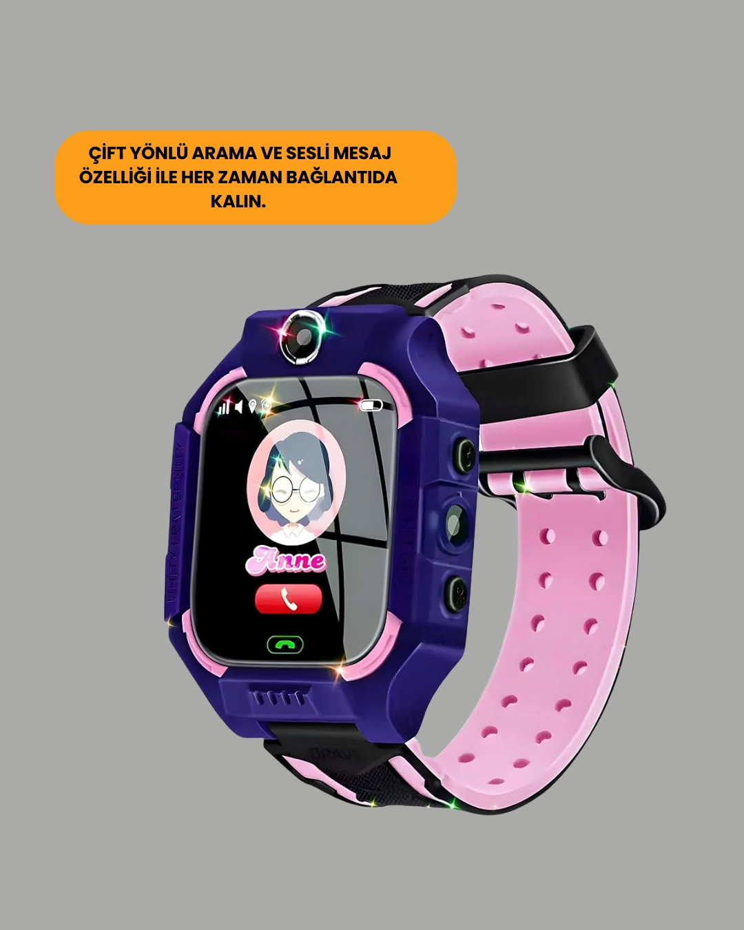 S10 Akıllı Çocuk Saati Mor Tasarım Adımsayar Ve Alarm Fonksiyonlu ( Lisinya )