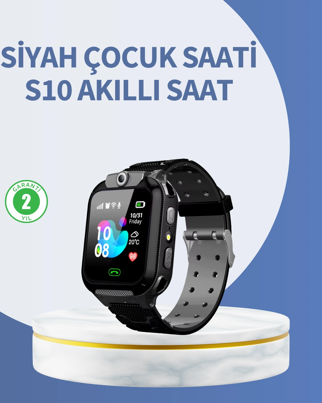 S10 Siyah Akıllı Çocuk Saati Anlık Konum Takibi Ve Rota Geçmişi ( Lisinya )