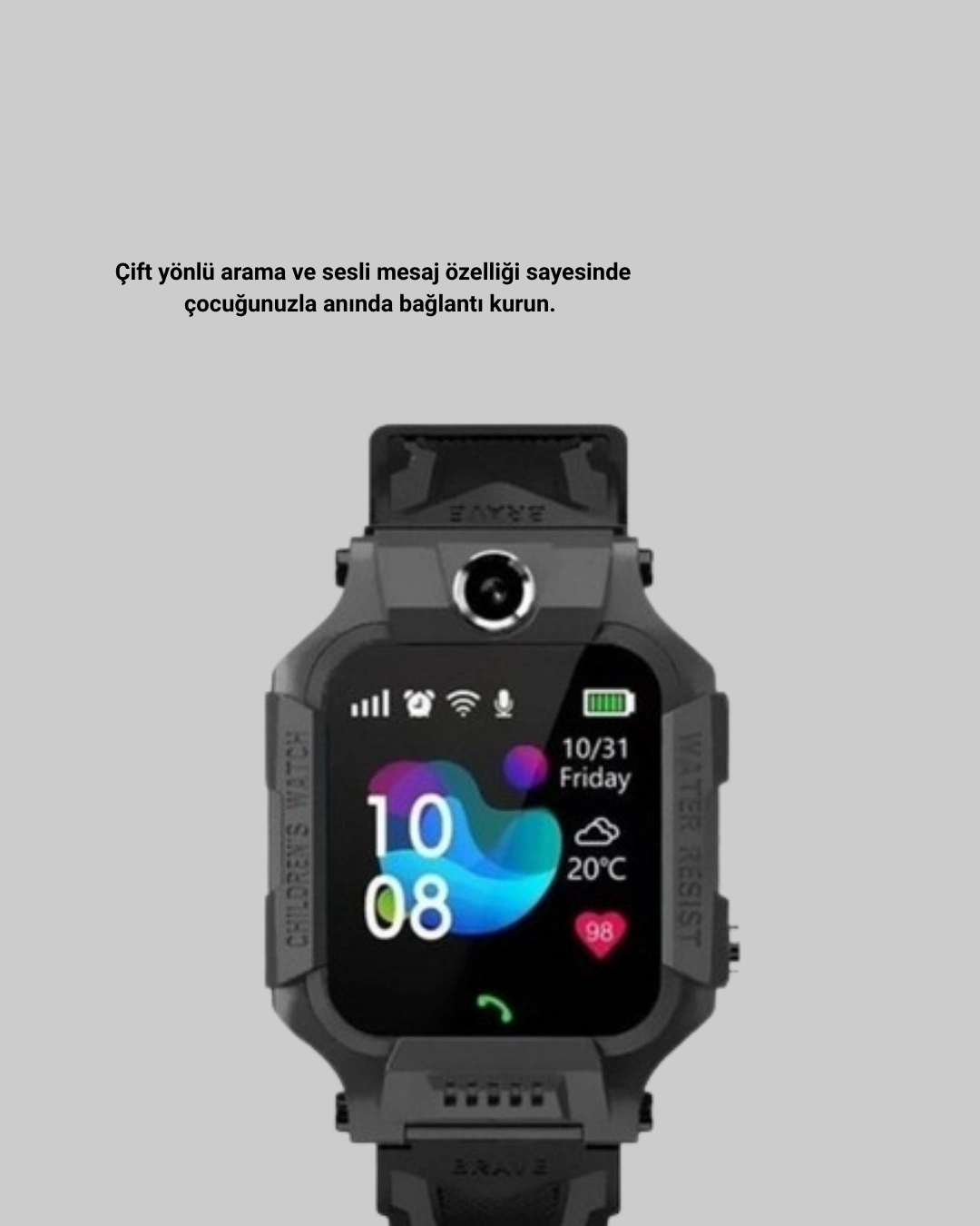 S10 Siyah Akıllı Çocuk Saati Anlık Konum Takibi Ve Rota Geçmişi ( Lisinya )