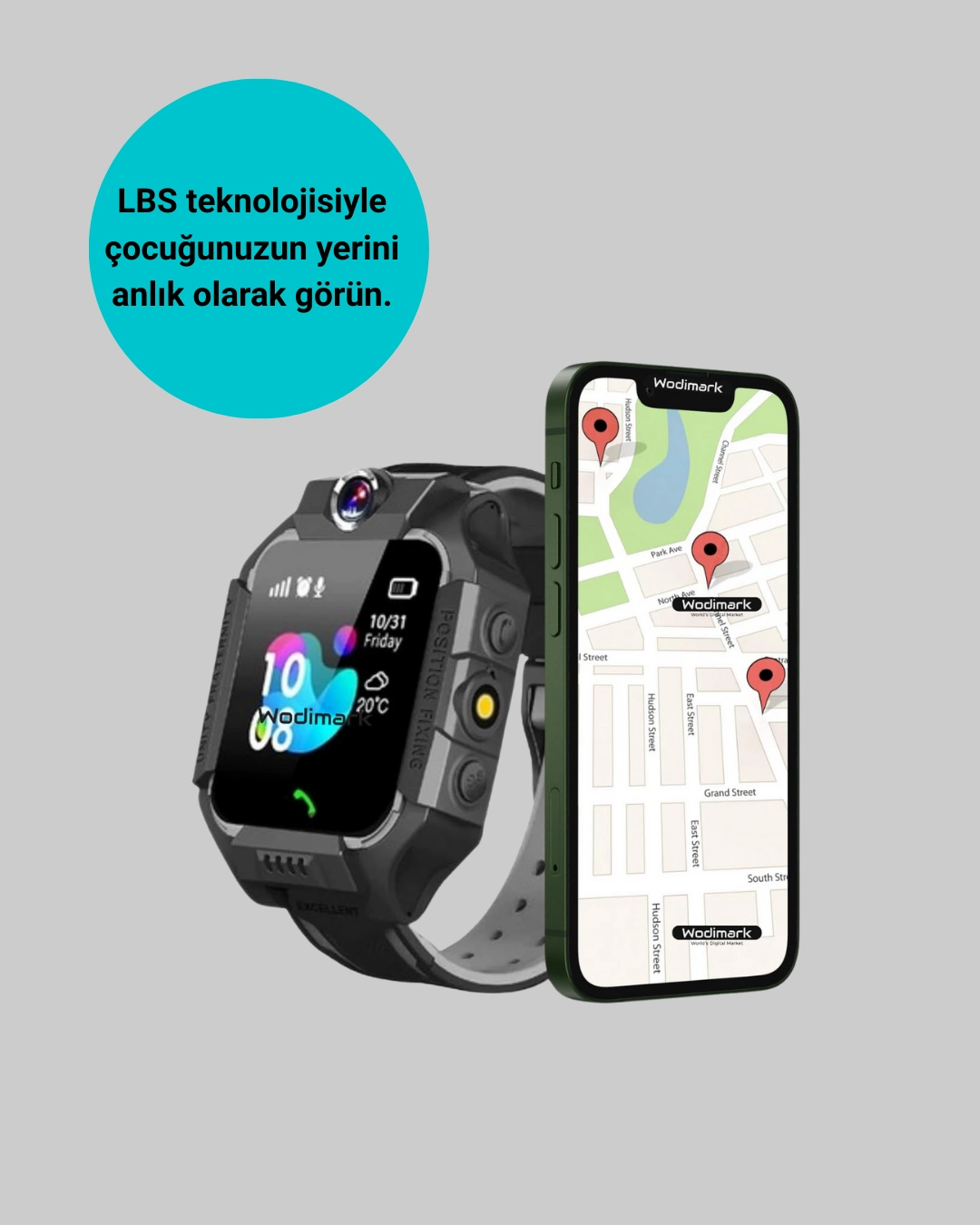 S10 Siyah Çocuk Takip Saati Güvenli Alan Uyarısı Ve Sesli Mesaj ( Lisinya )