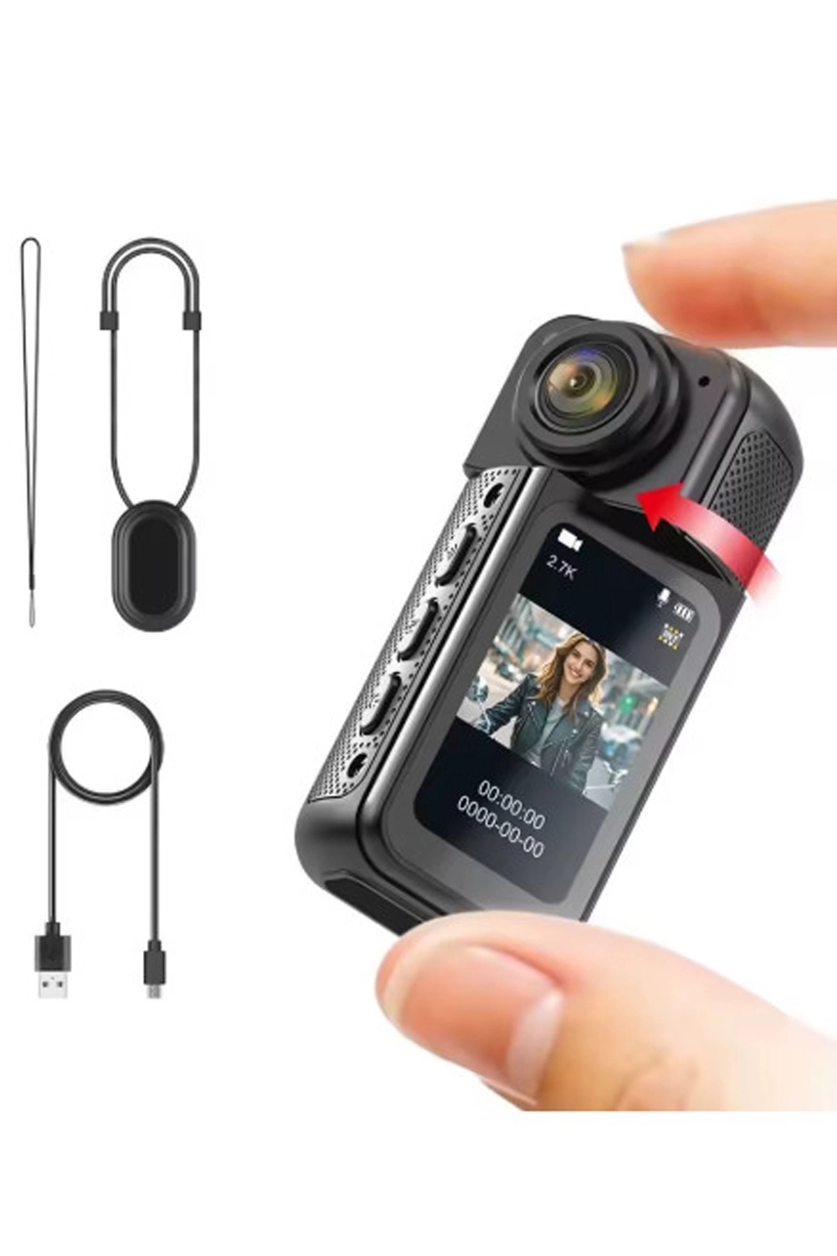 S70 Mıknatıslı Yaka Kamerası Hd Kalite, 30 Fps, Kolay Bağlantı, Boyun Askısı 2.7k Siyah ( Lisinya )