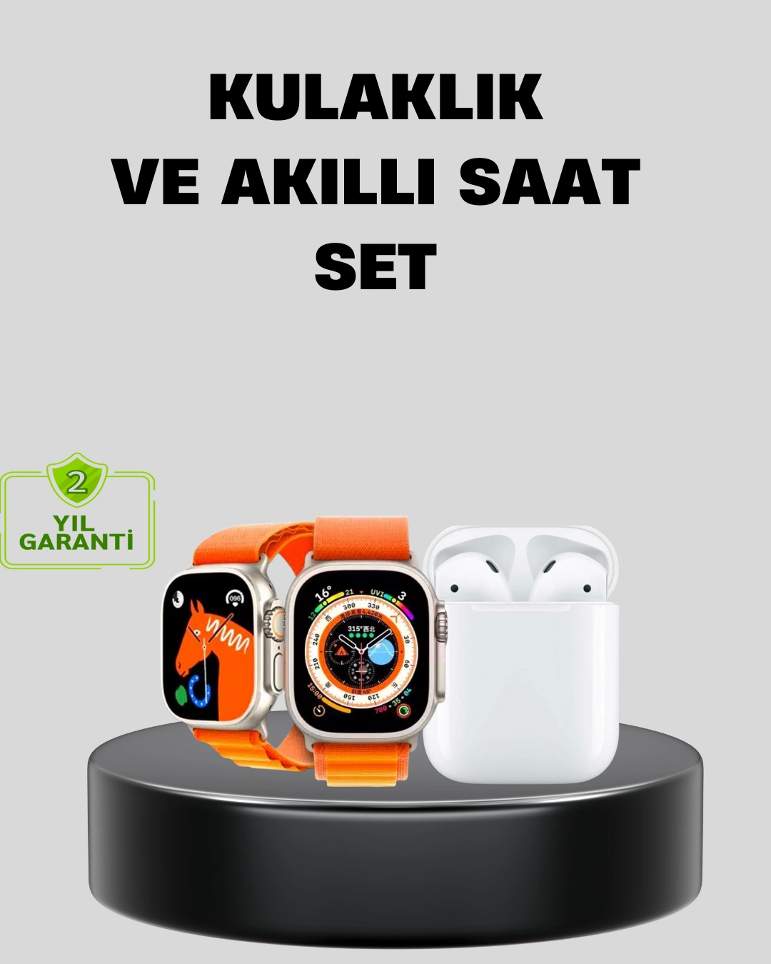 S8 Ultra Akıllı Saat Ve Bluetooth Kablosuz Kulaklık 2’li Set ( Lisinya )