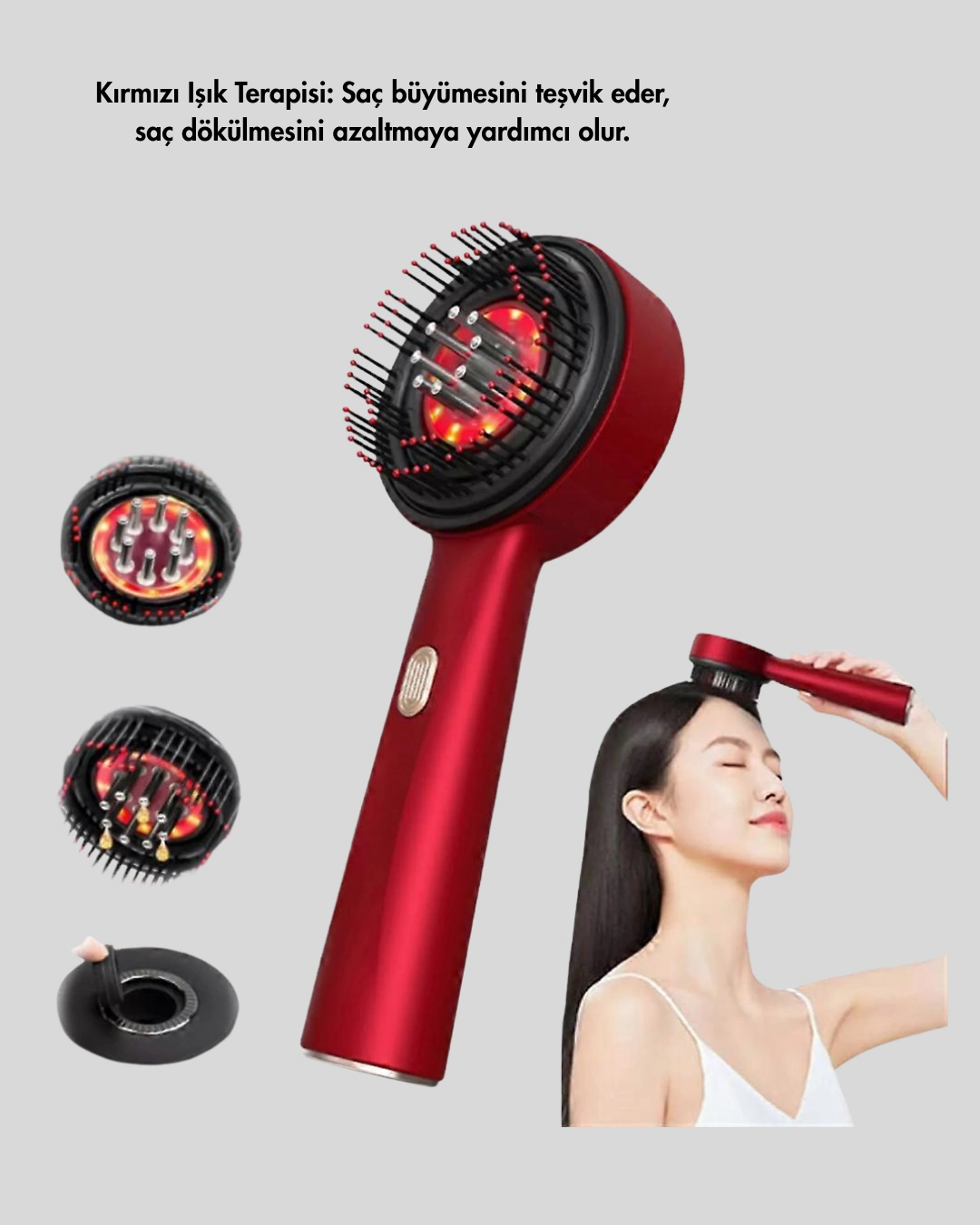 Saç Büyüme Destekleyici Elektrikli Masaj Tarak Led Ve Titreşimli ( Lisinya )