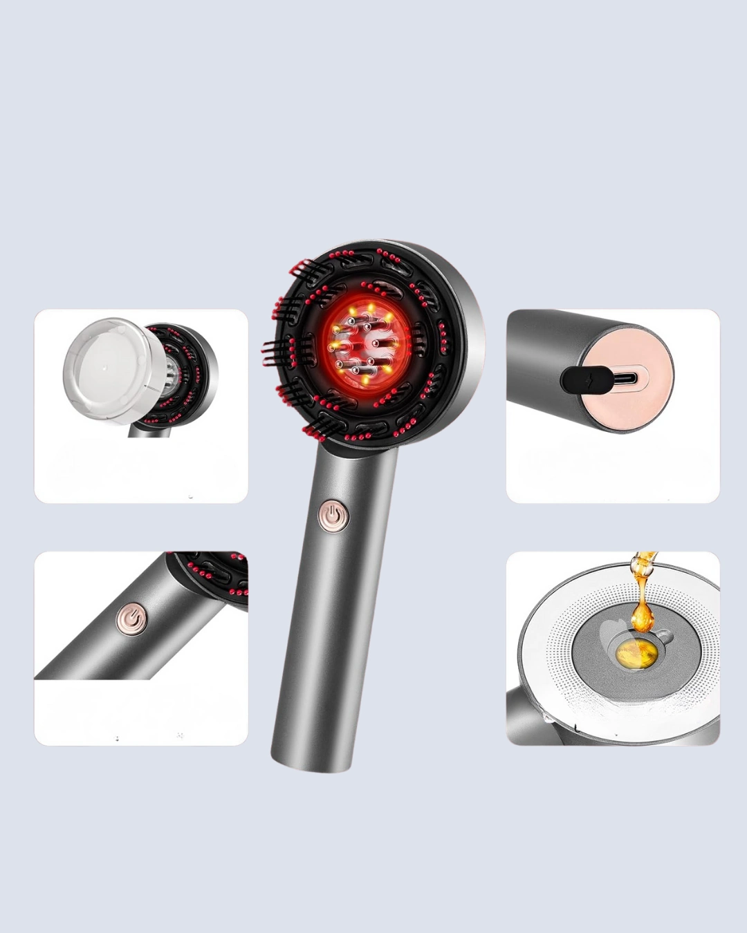 Saç Büyüme Destekleyici Elektrikli Masaj Tarak Yağ Aplikatörlü ( Lisinya )