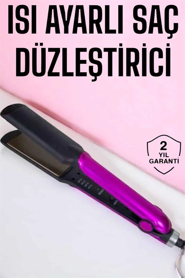 Saç Düzleştirici Isı Ayarlı Seramik Kaplama Döner Kablo Yıpranma Karşıtı ( Lisinya )