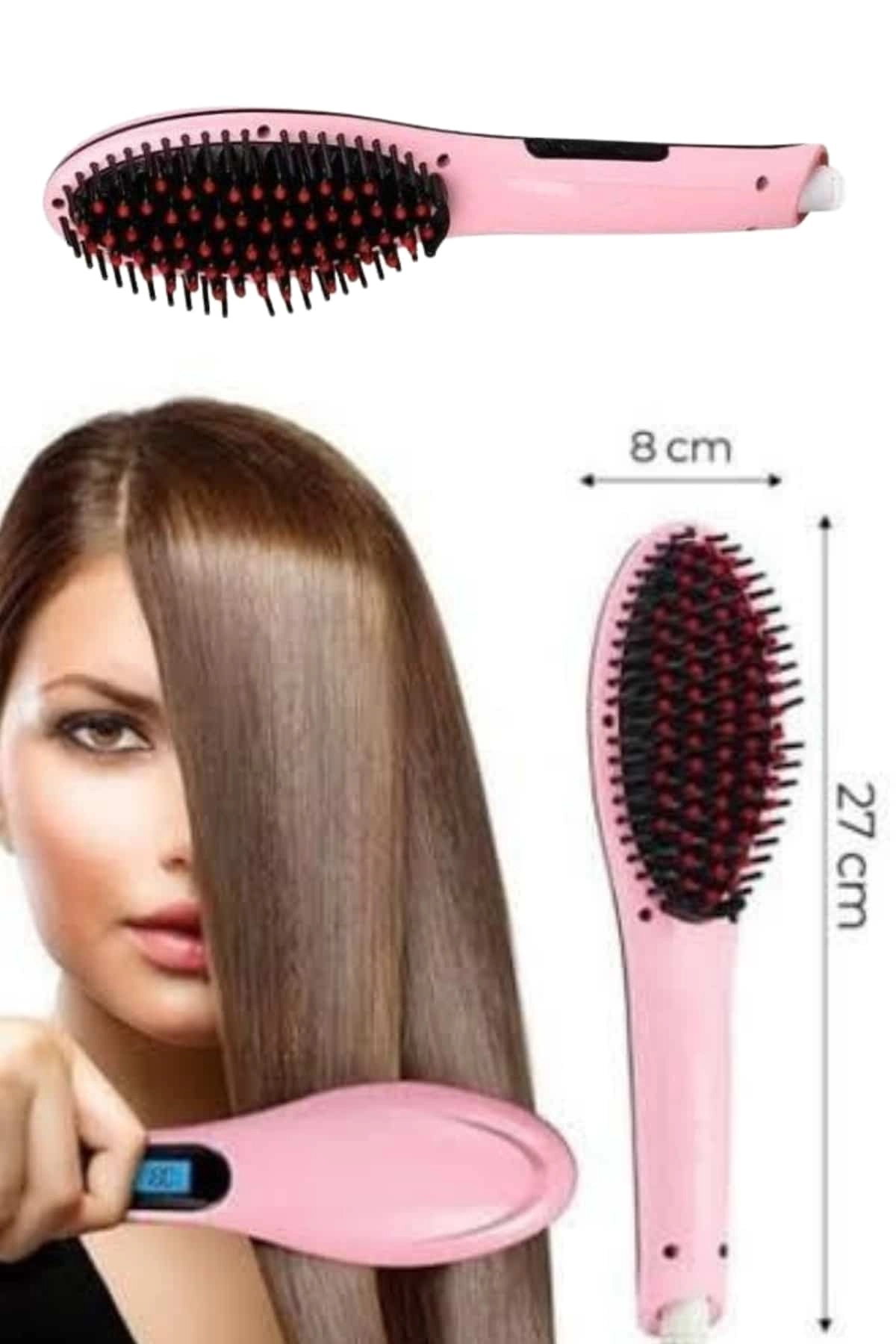 Saç Fırça Akıllı Lcd Ekran Pratik Saç Düzleştirici Tarak Pratik Taşınabilir ( Lisinya )