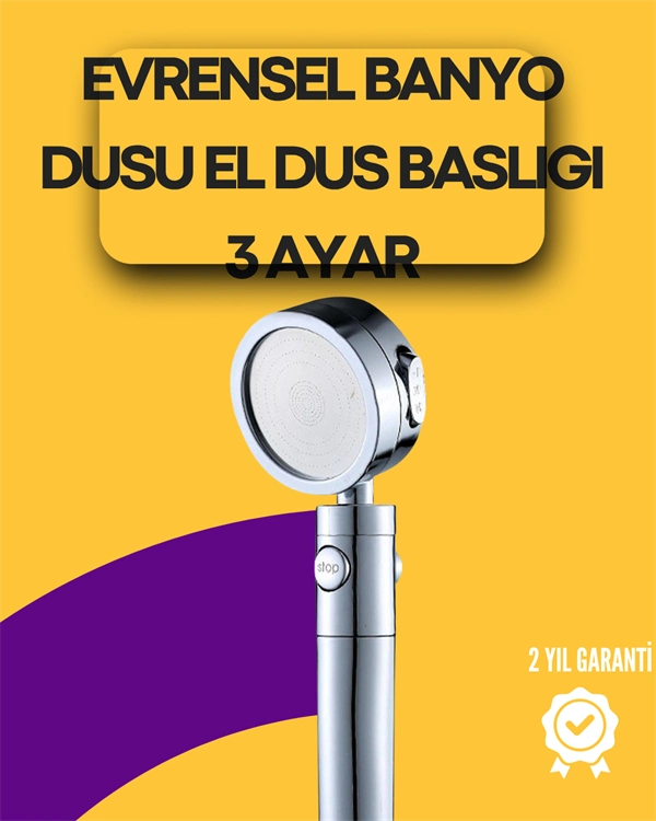 Sağlam Metal Hortum Bağlantılı, 360° Hareketli Duş Başlığı ( Lisinya )