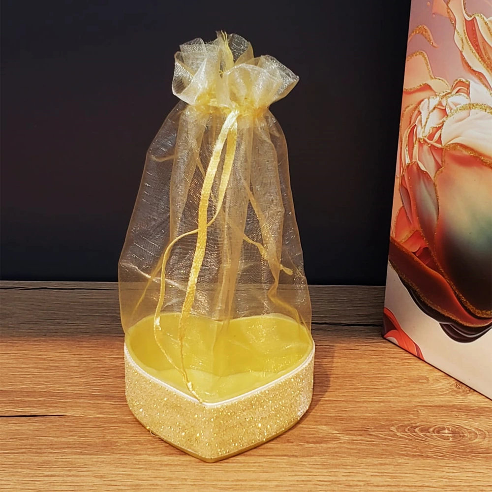 Sarı Kalpli Tül Kese ( Lisinya )