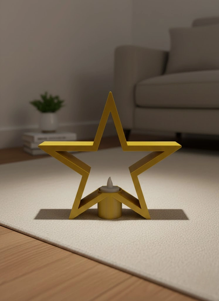 Sarı Yıldız Mumluk Modern Salon Ve Raf Dekoru ( Lisinya ) Sarı Yıldız Mumluk Modern Salon Ve Raf Dekoru ( Lisinya )