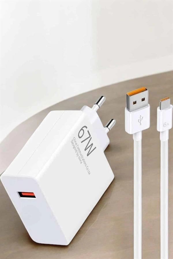 Şarj Aleti 67w Hızlı Şarj Turbo Type-c Uyumlu Şarj Adaptörü Kablosu ( Lisinya )