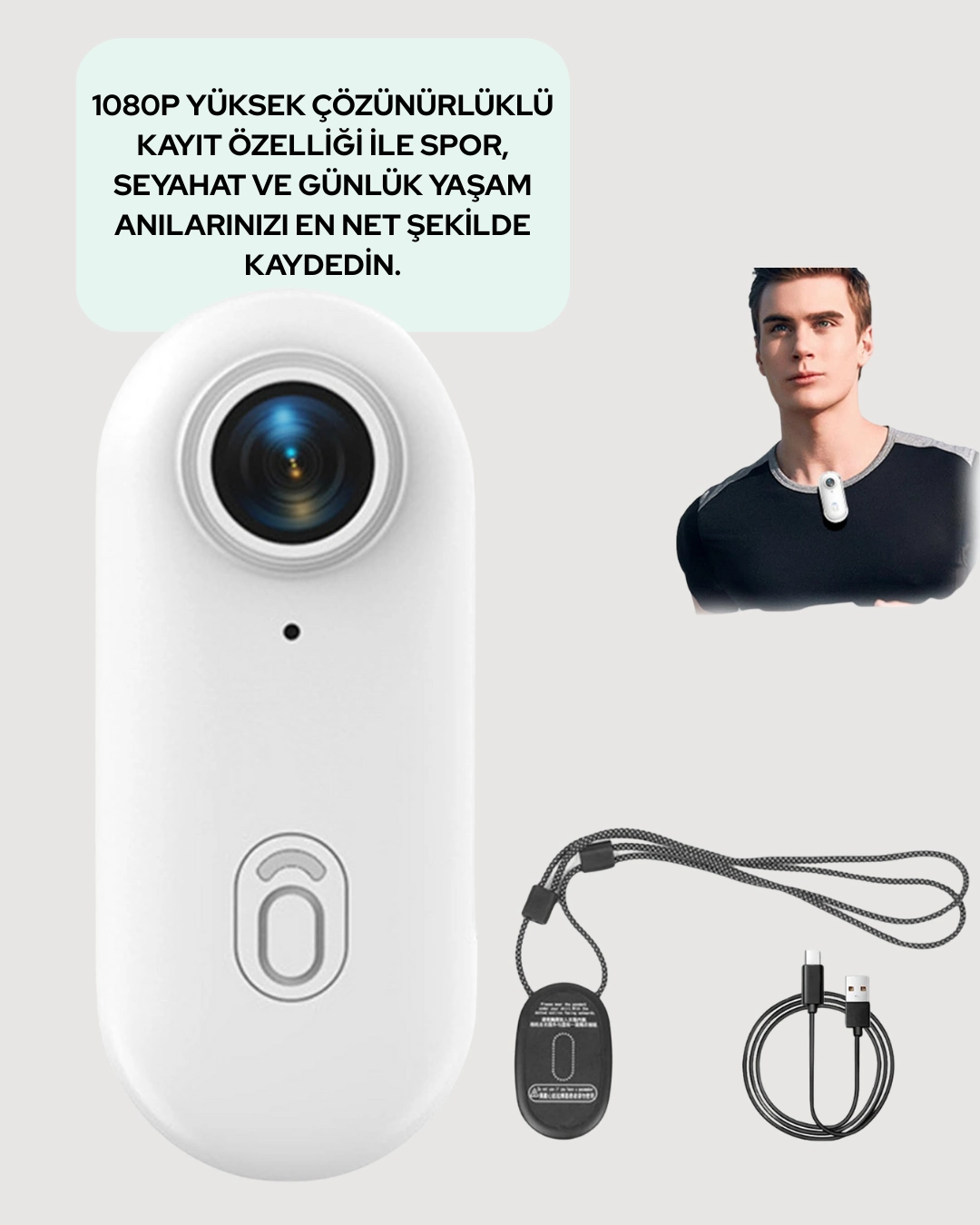 Şarj Edilebilir Uzun Ömürlü Mini Spor Kamera Full Hd ( Lisinya )